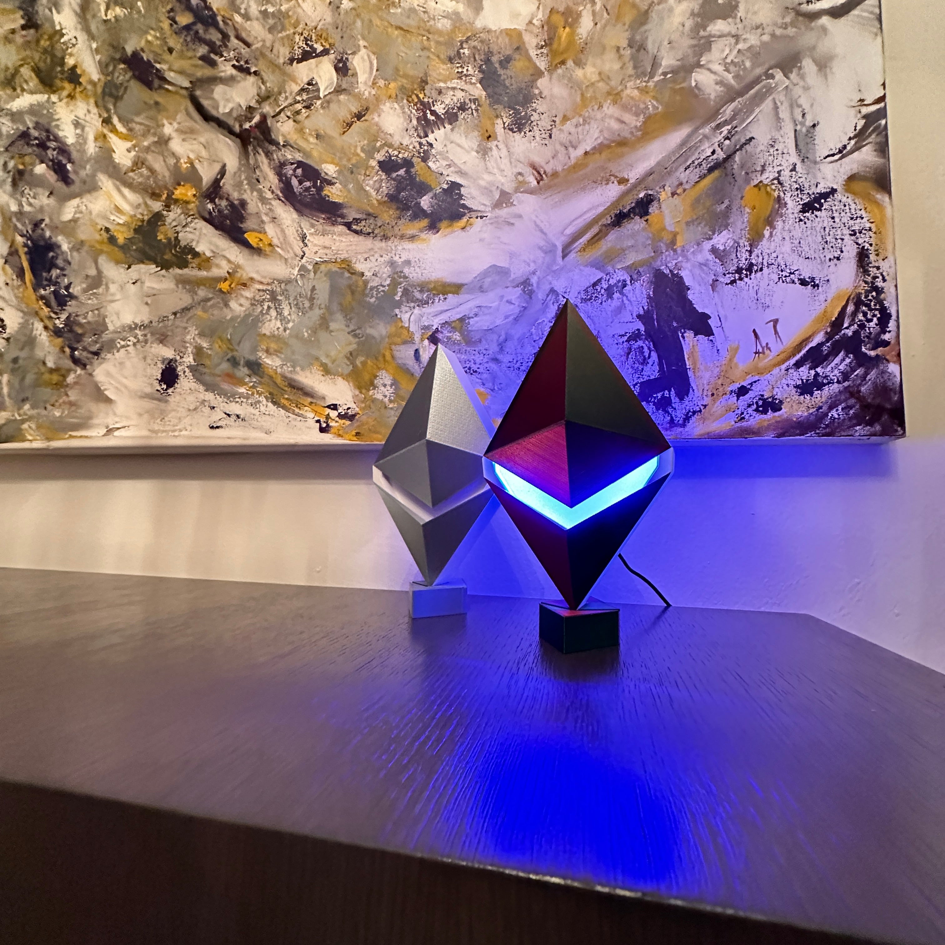Ethereum LED Desk Lamp  |  3d Printed Crypto Lamp Aesthetic