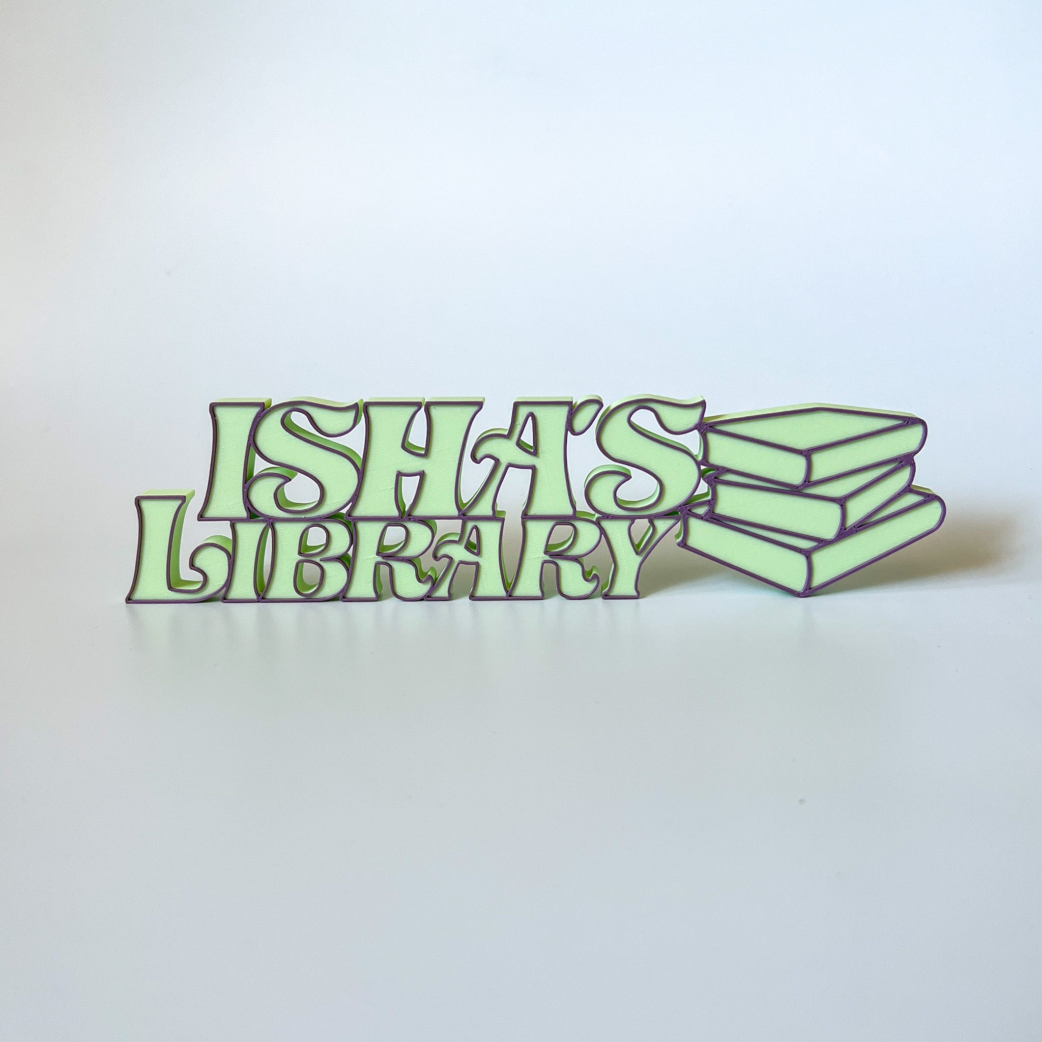 Personalized 3D Printed Library Sign | Custom Bookshelf Decor