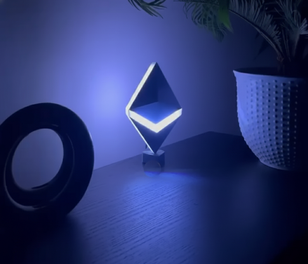 Ethereum LED Desk Lamp  |  3d Printed Crypto Lamp Aesthetic