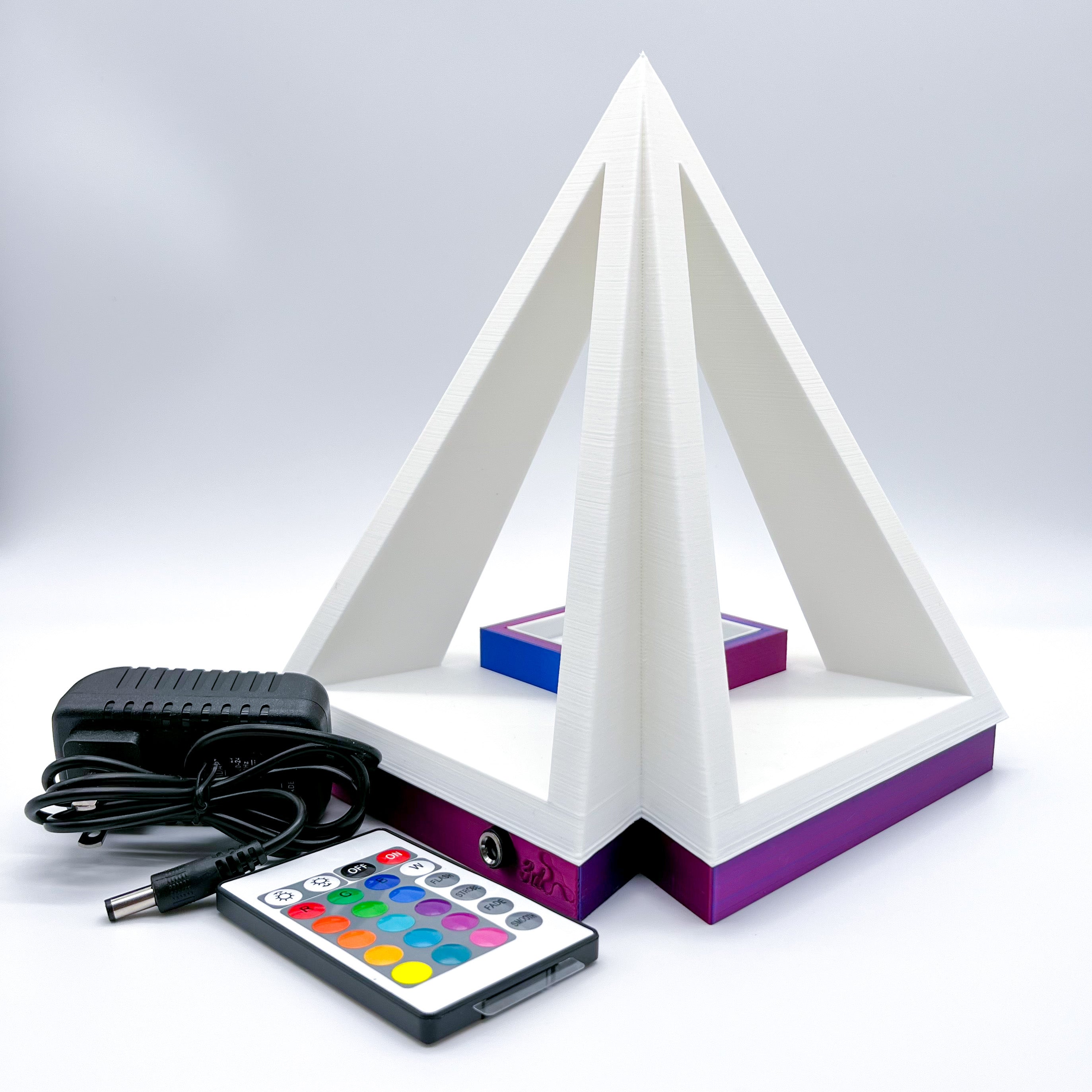 Pyramid Table Lamp with Color Changing Remoto | 3d Printed LED Lamp for Decor