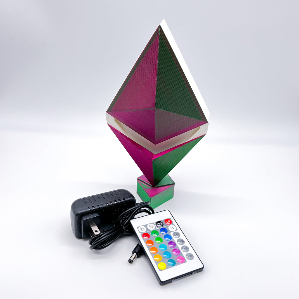 Ethereum LED Desk Lamp  |  3d Printed Crypto Lamp Aesthetic