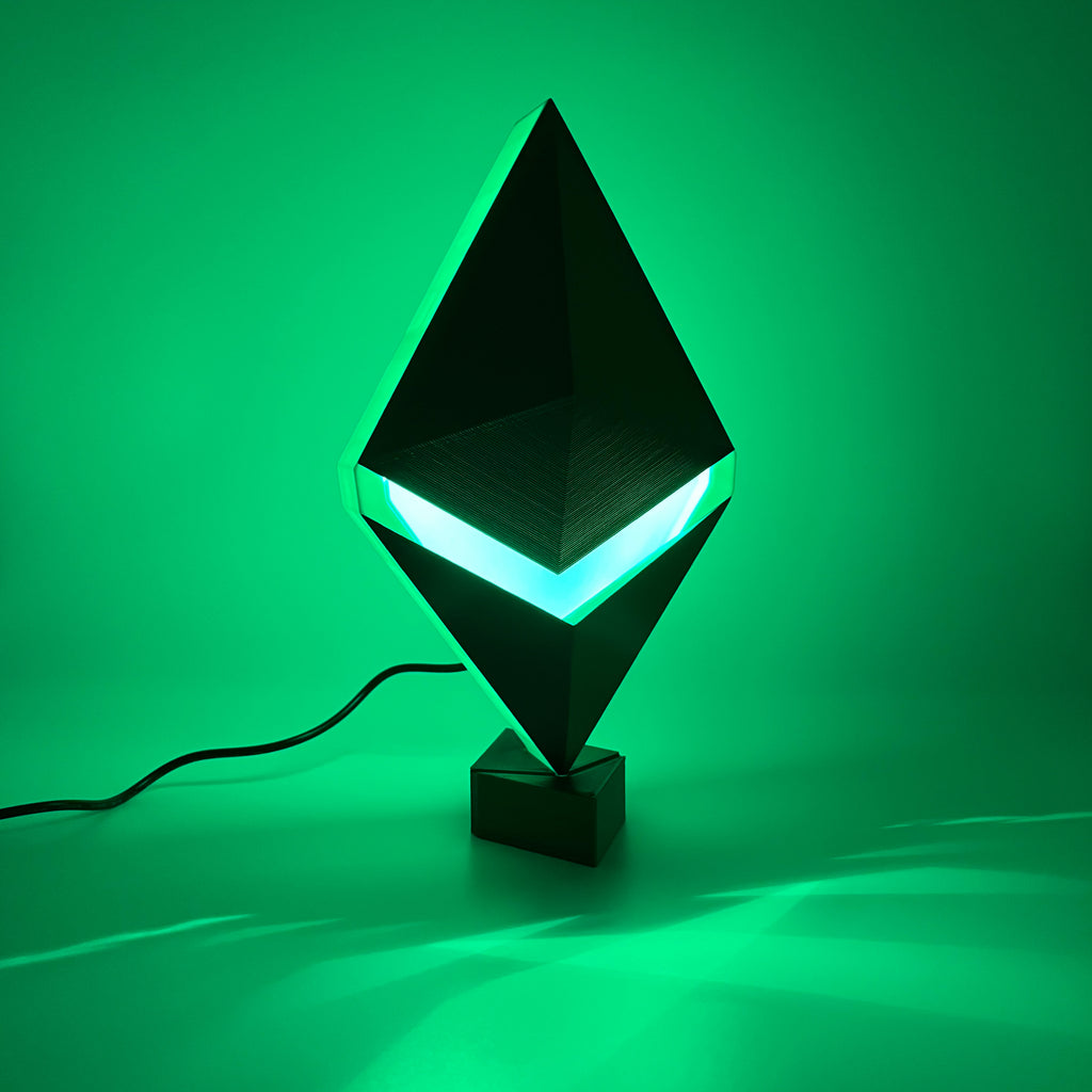 Ethereum LED Desk Lamp  |  3d Printed Crypto Lamp Aesthetic
