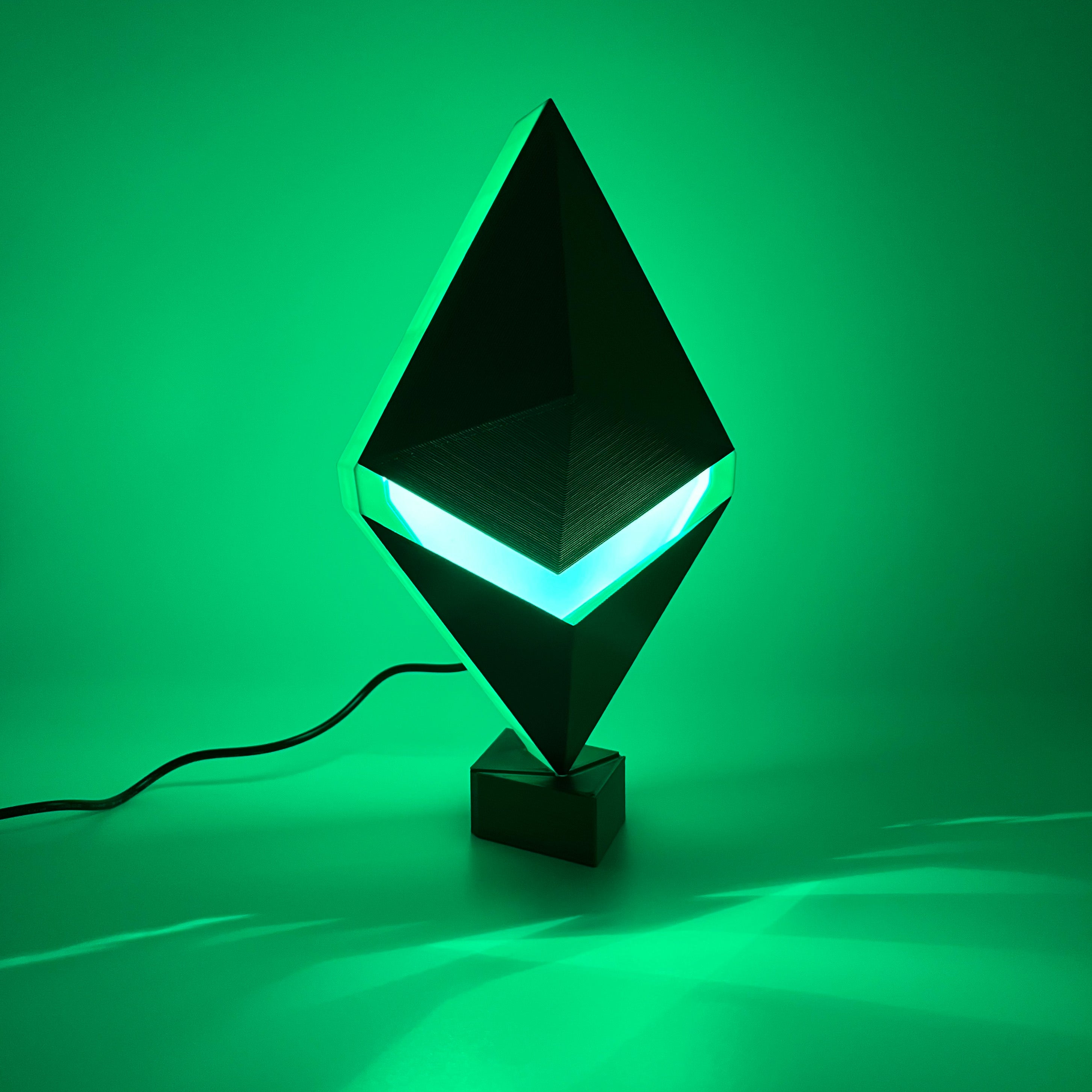 Ethereum LED Desk Lamp  |  3d Printed Crypto Lamp Aesthetic