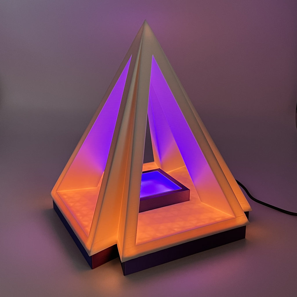 Pyramid Table Lamp with Color Changing Remoto | 3d Printed LED Lamp for Decor