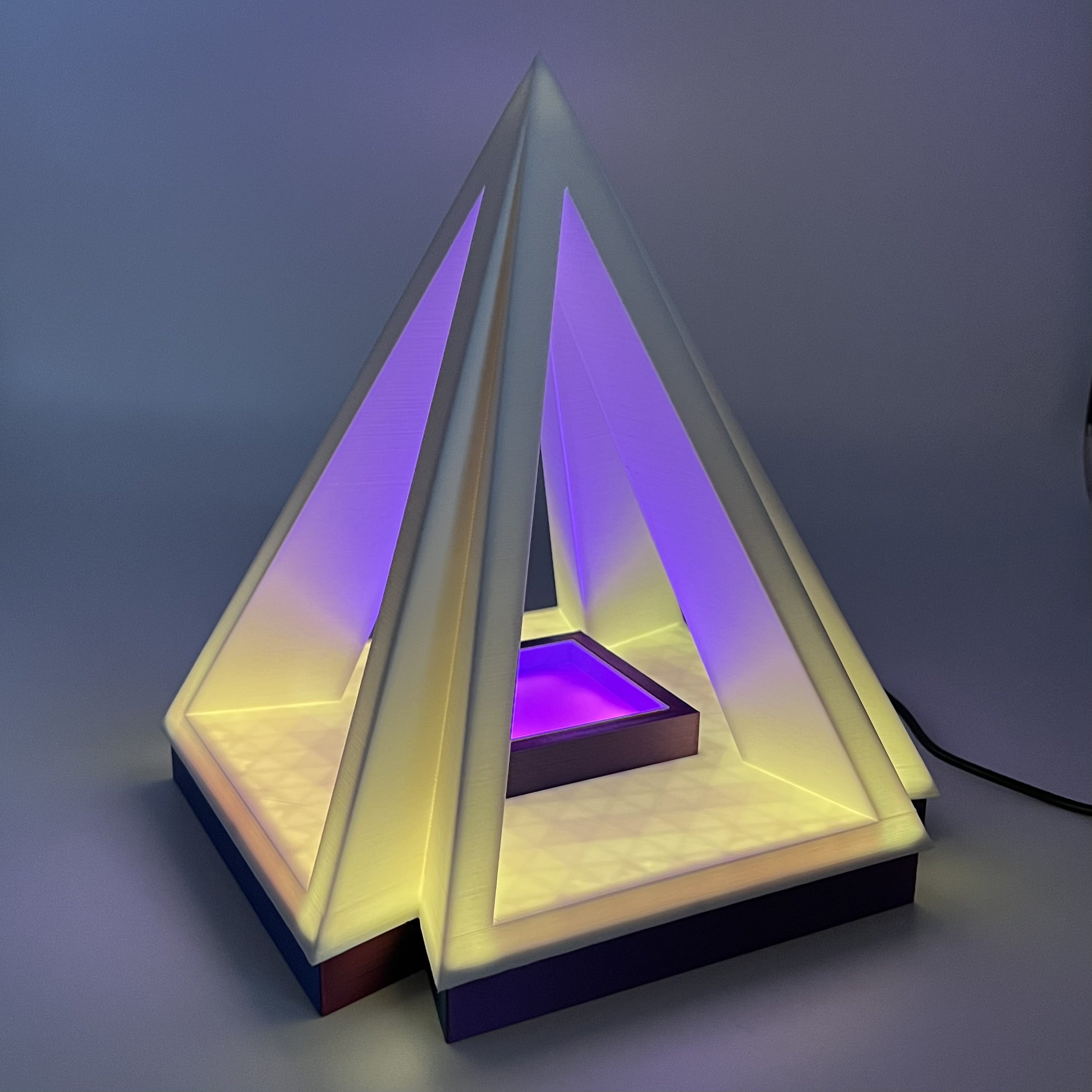 Pyramid Table Lamp with Color Changing Remoto | 3d Printed LED Lamp for Decor