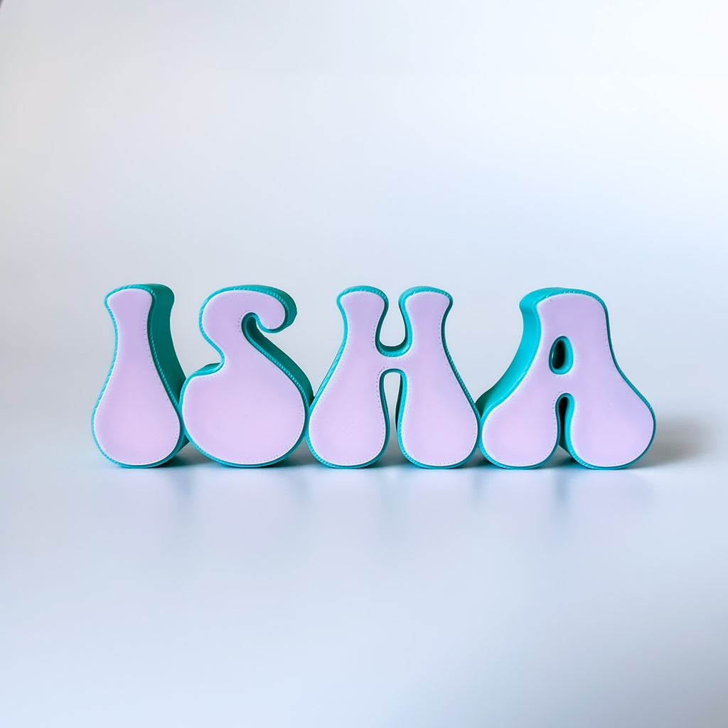 Custom 3d Printed Desk Name Plate | Personalized Name Sign for Desk Decor | Retro Style