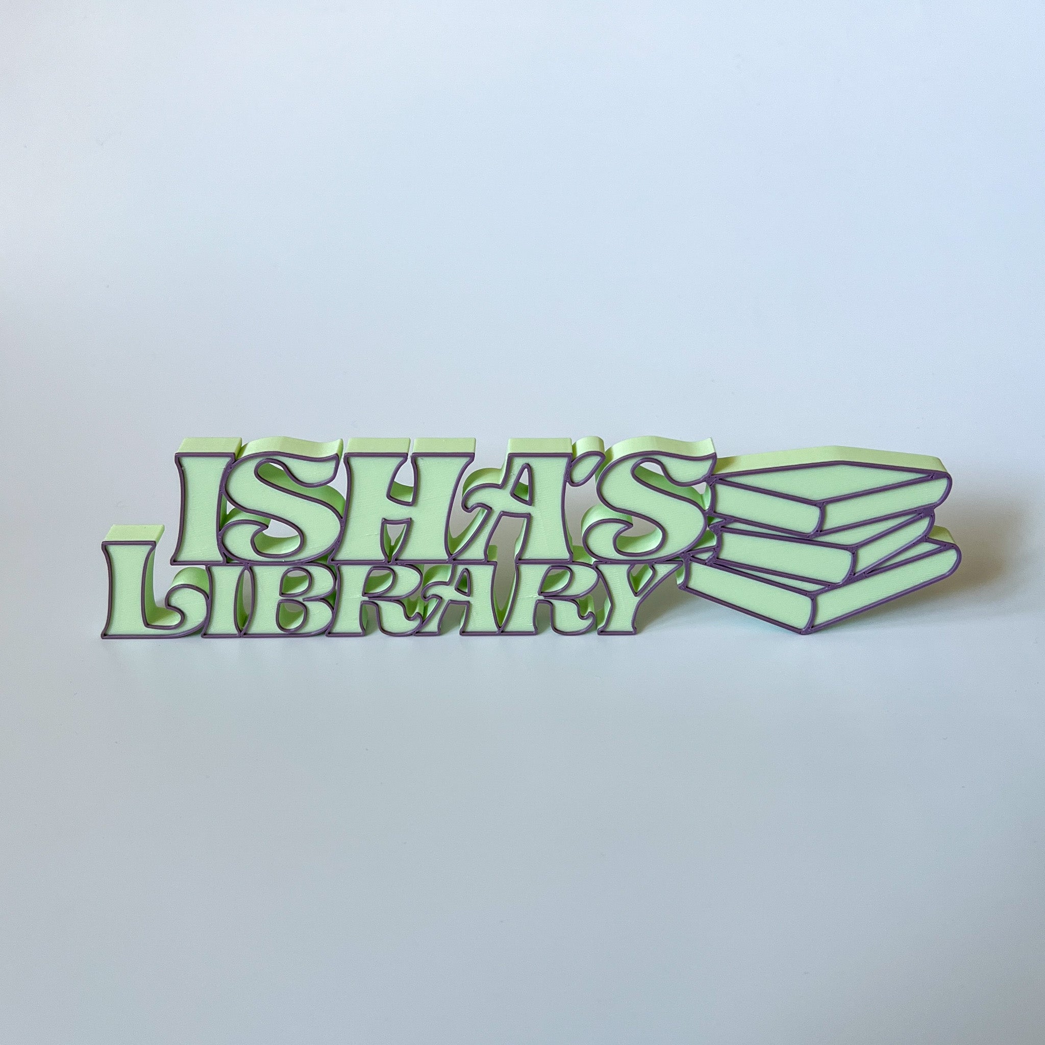 Personalized 3D Printed Library Sign | Custom Bookshelf Decor
