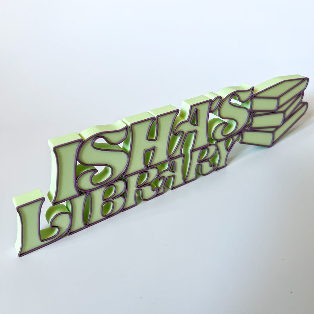 Personalized 3D Printed Library Sign | Custom Bookshelf Decor