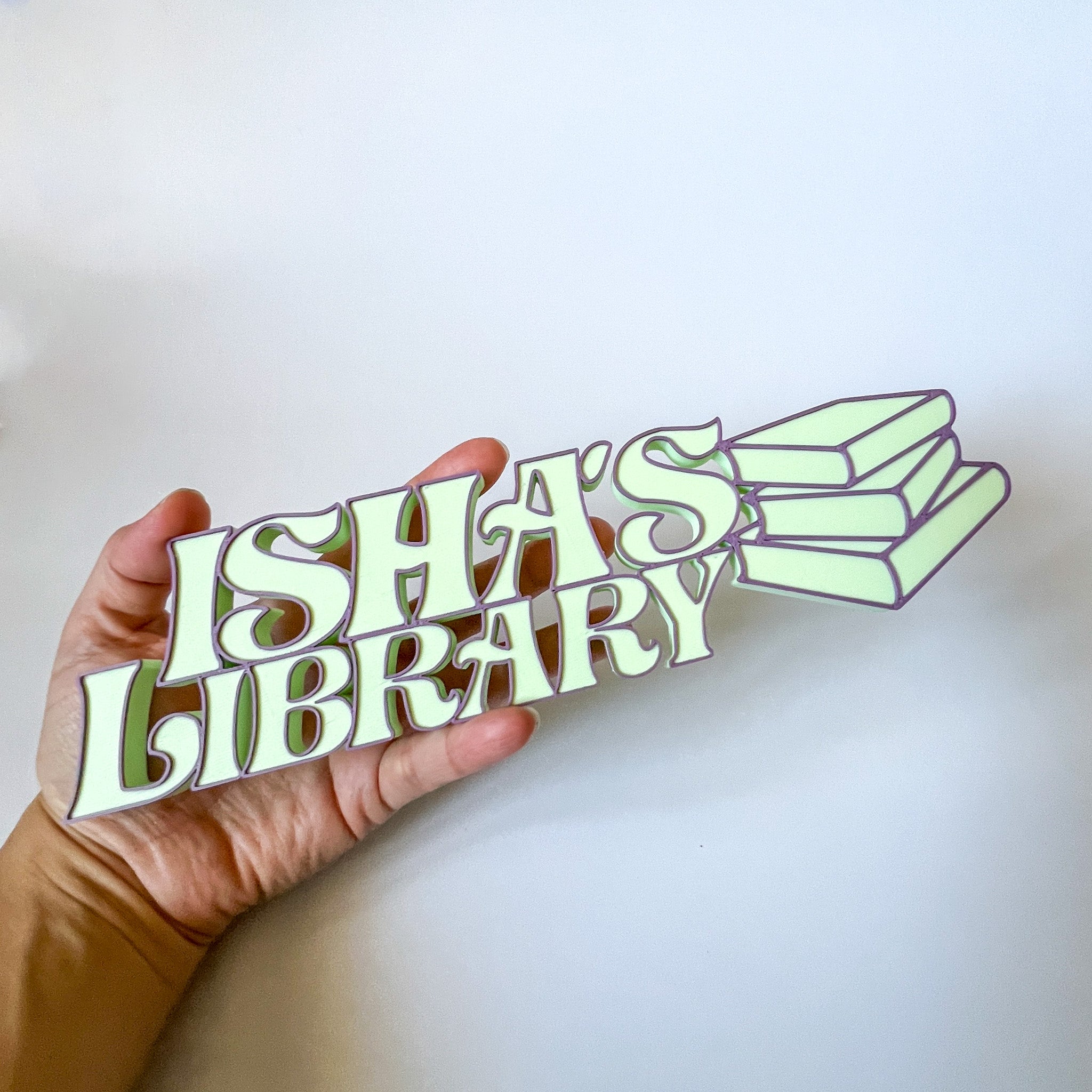 Personalized 3D Printed Library Sign | Custom Bookshelf Decor