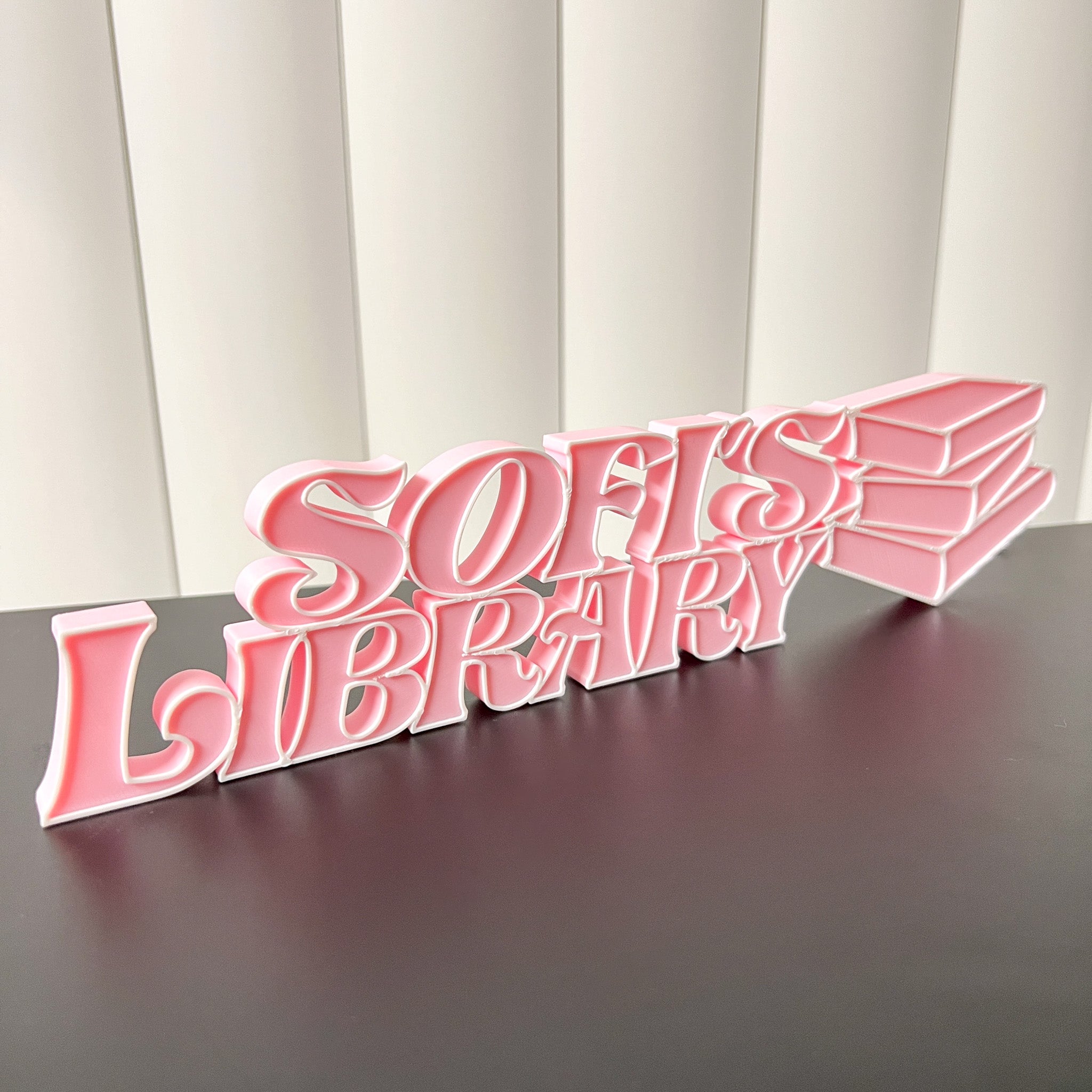 Personalized 3D Printed Library Sign | Custom Bookshelf Decor