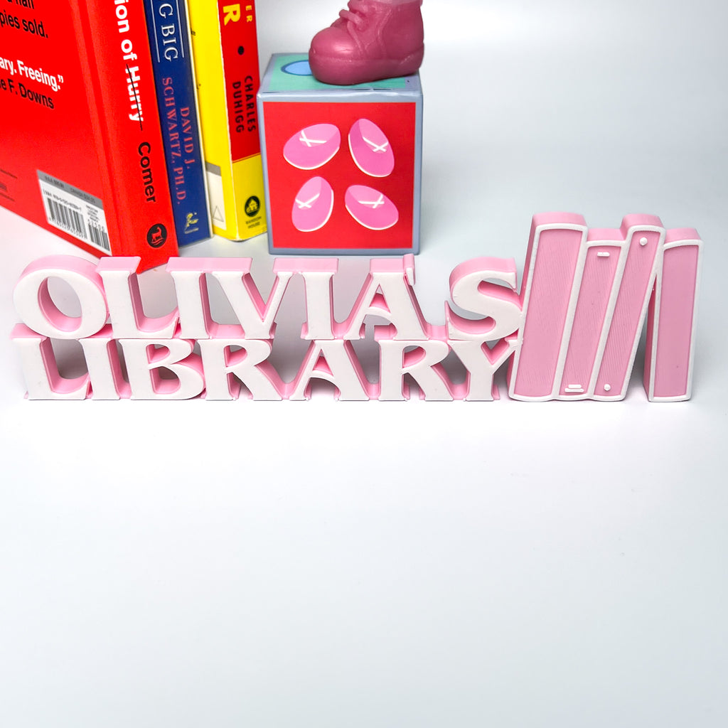 Personalized 3D Printed Library Sign | Custom Bookshelf Decor
