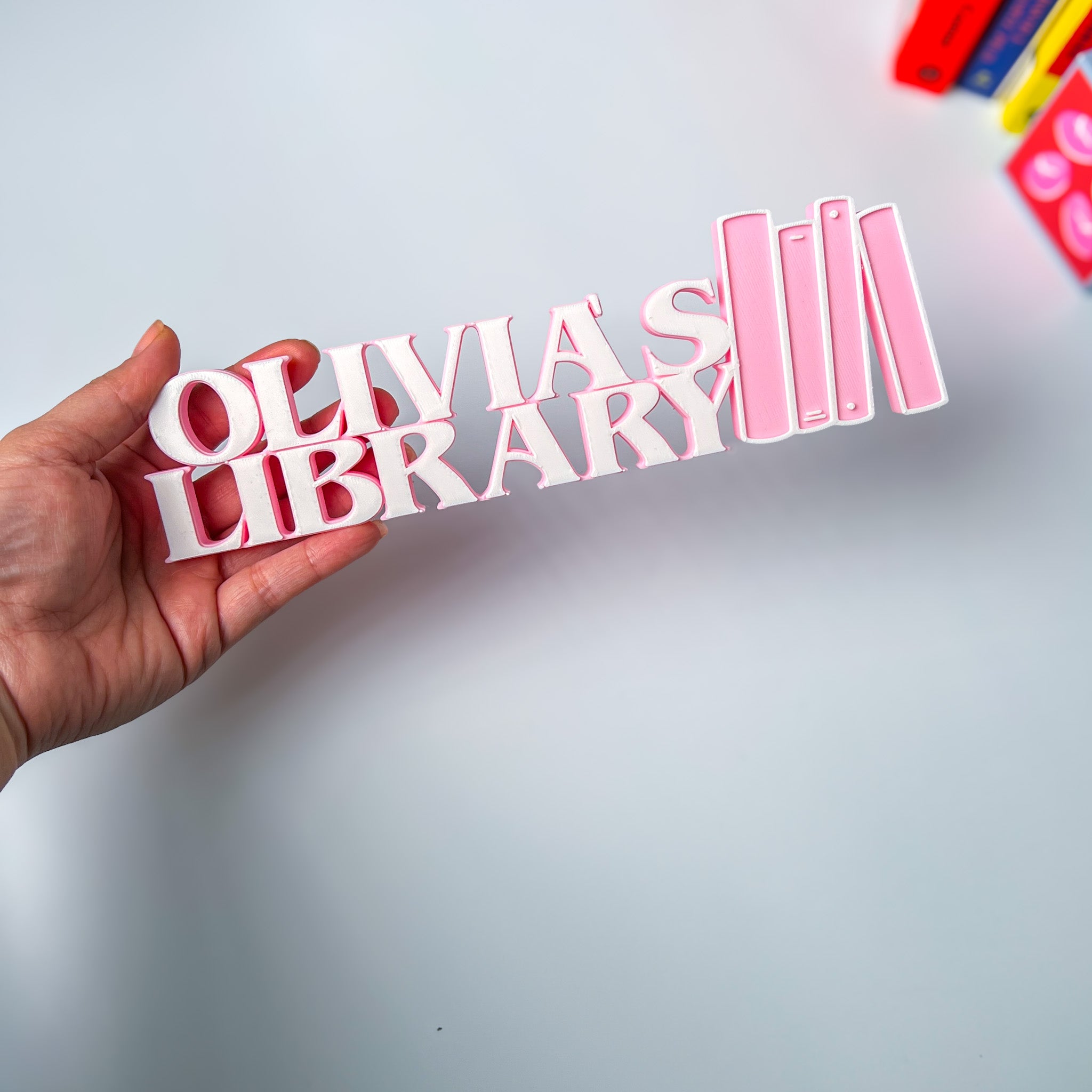 Personalized 3D Printed Library Sign | Custom Bookshelf Decor