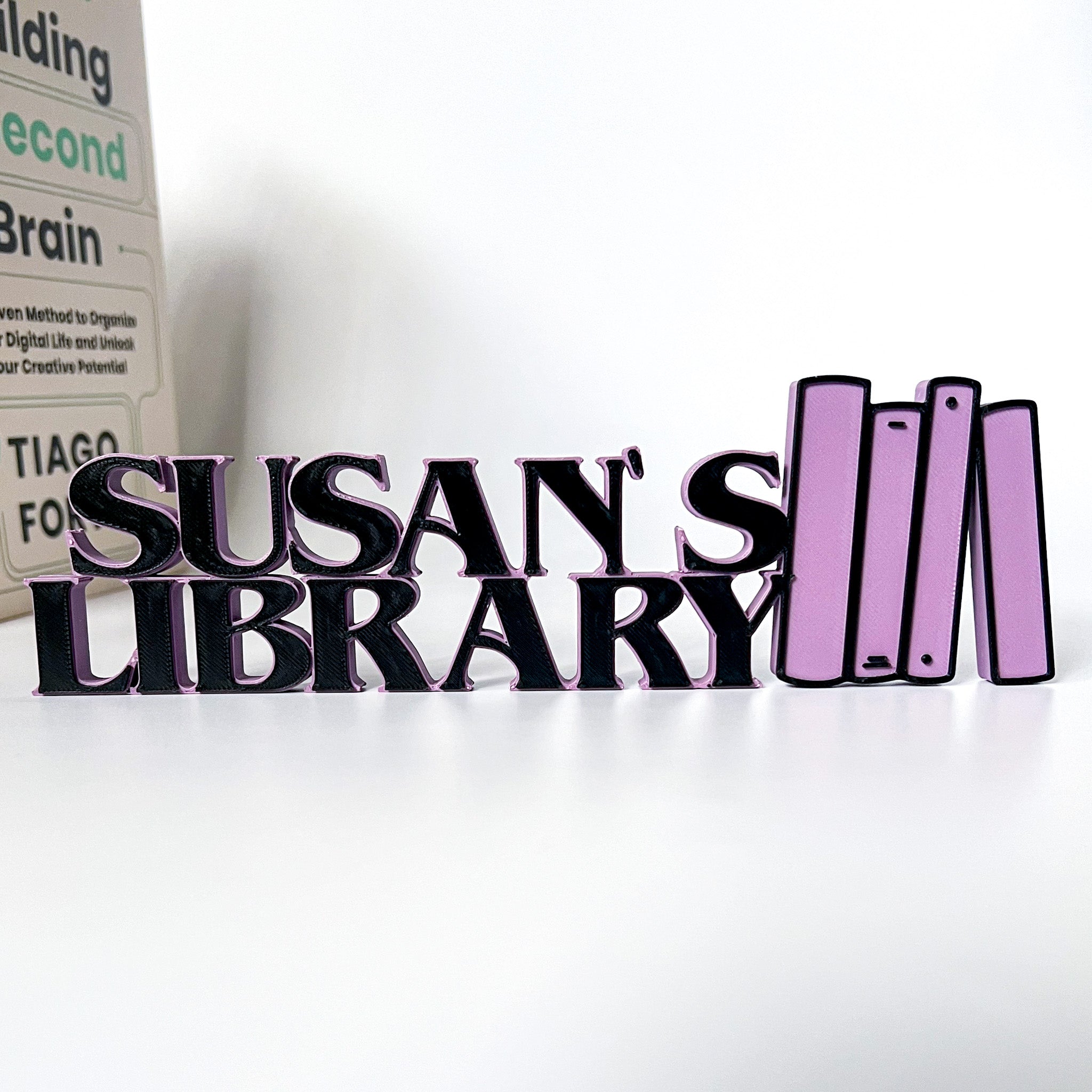 Personalized 3D Printed Library Sign | Custom Bookshelf Decor