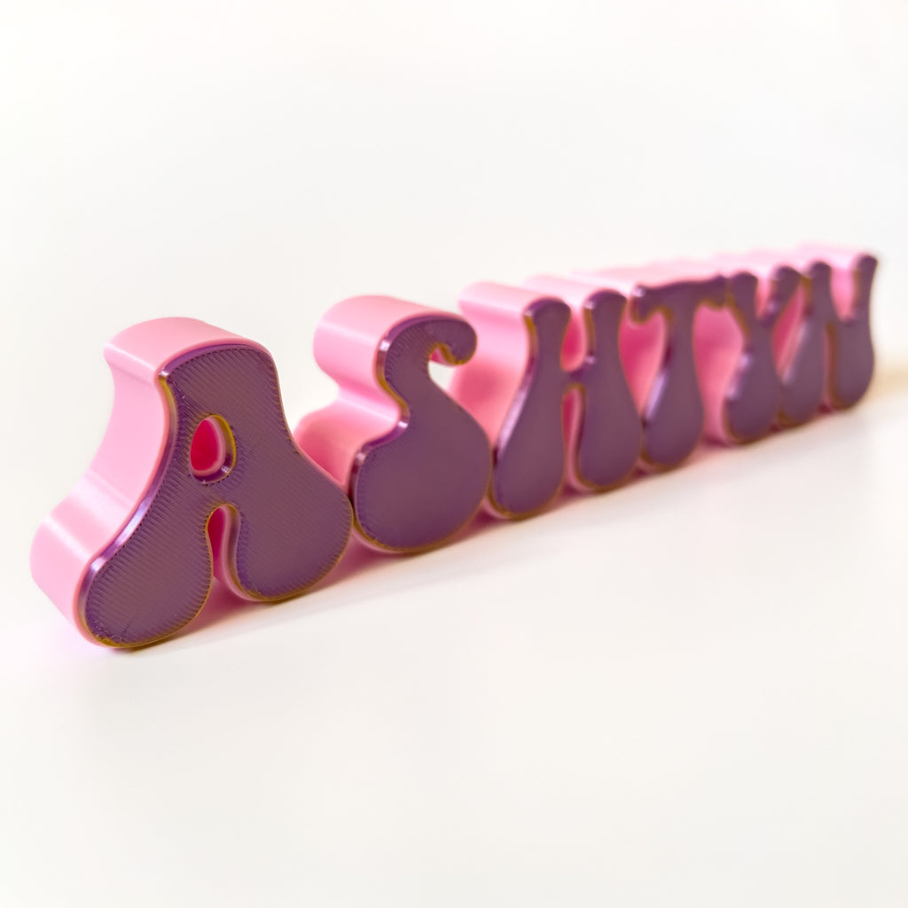 Custom 3d Printed Desk Name Plate | Personalized Name Sign for Desk Decor | Retro Style