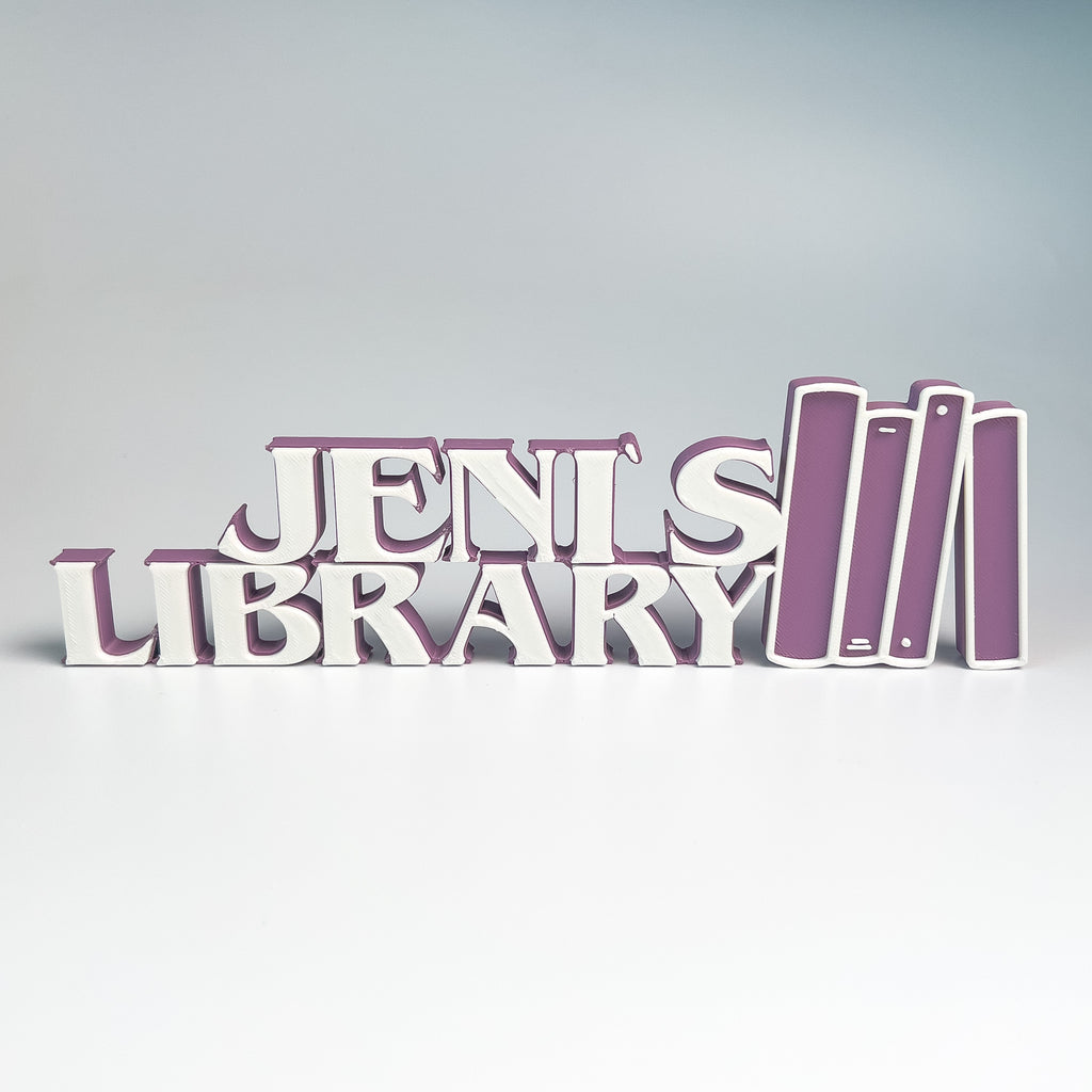Personalized 3D Printed Library Sign | Custom Bookshelf Decor