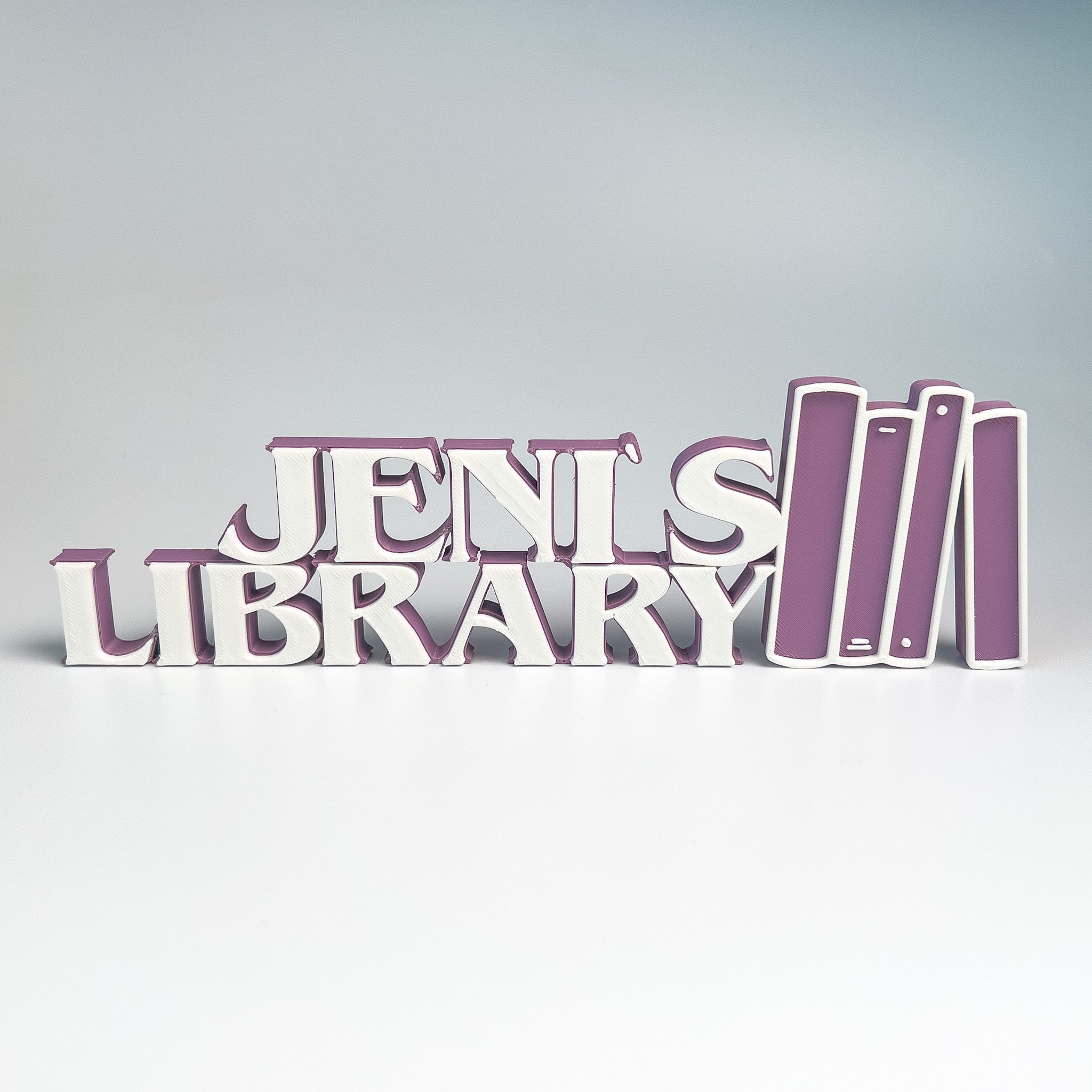 Personalized 3D Printed Library Sign | Custom Bookshelf Decor