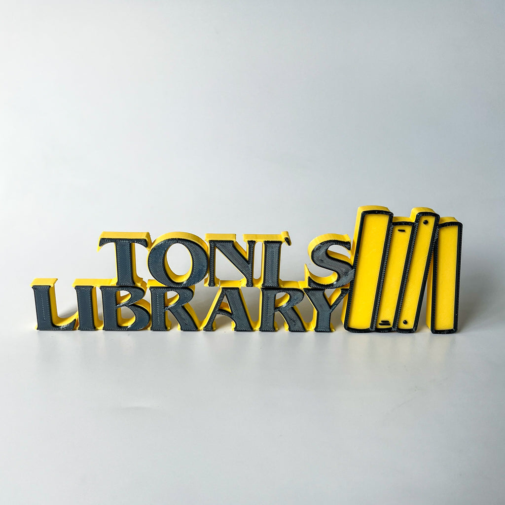 Personalized 3D Printed Library Sign | Custom Bookshelf Decor
