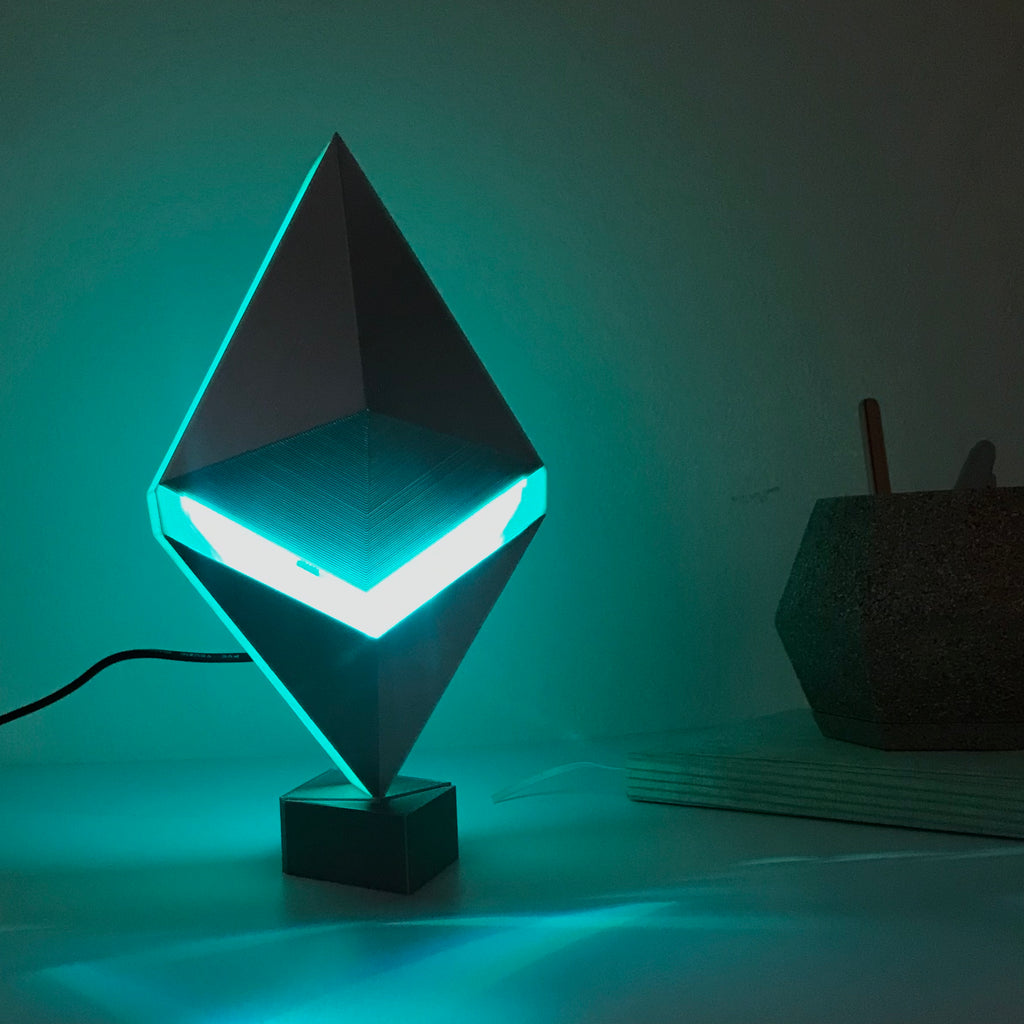 Ethereum LED Desk Lamp  |  3d Printed Crypto Lamp Aesthetic