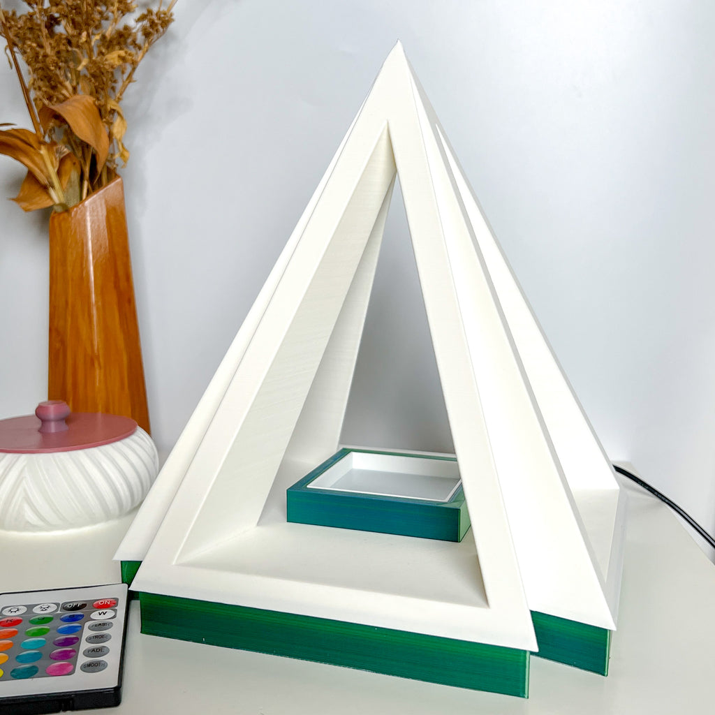Pyramid Table Lamp with Color Changing Remoto | 3d Printed LED Lamp for Decor