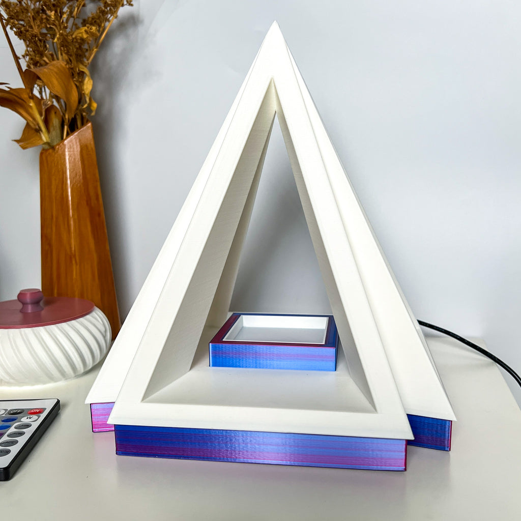 Pyramid Table Lamp with Color Changing Remoto | 3d Printed LED Lamp for Decor