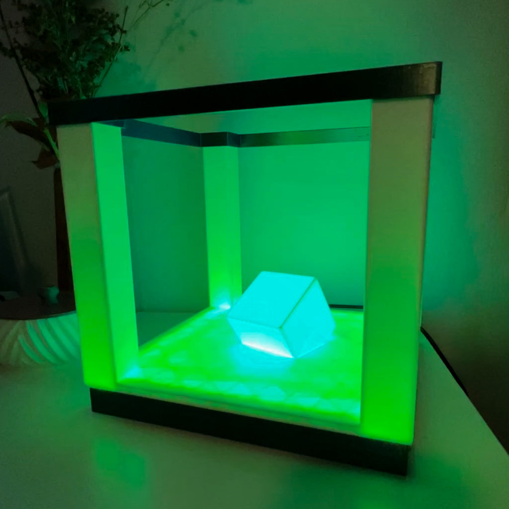 Square Table Lamp For Ambient Light | 3d Printed RGB LED Lamp for Desk Decor | Dual Color Edition