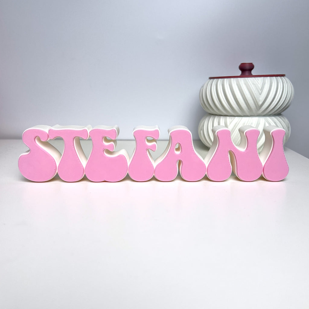 Custom 3d Printed Desk Name Plate | Personalized Name Sign for Desk Decor | Retro Style