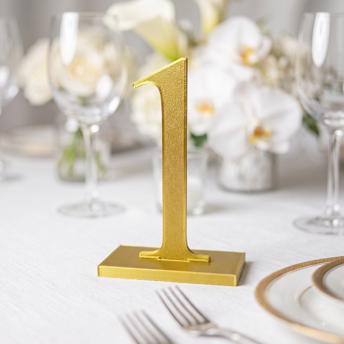 Table Numbers with Stand | Wedding Table Markers with Holder | Modern Party & Event Table Signs, Gold, Matte Black, Matte White