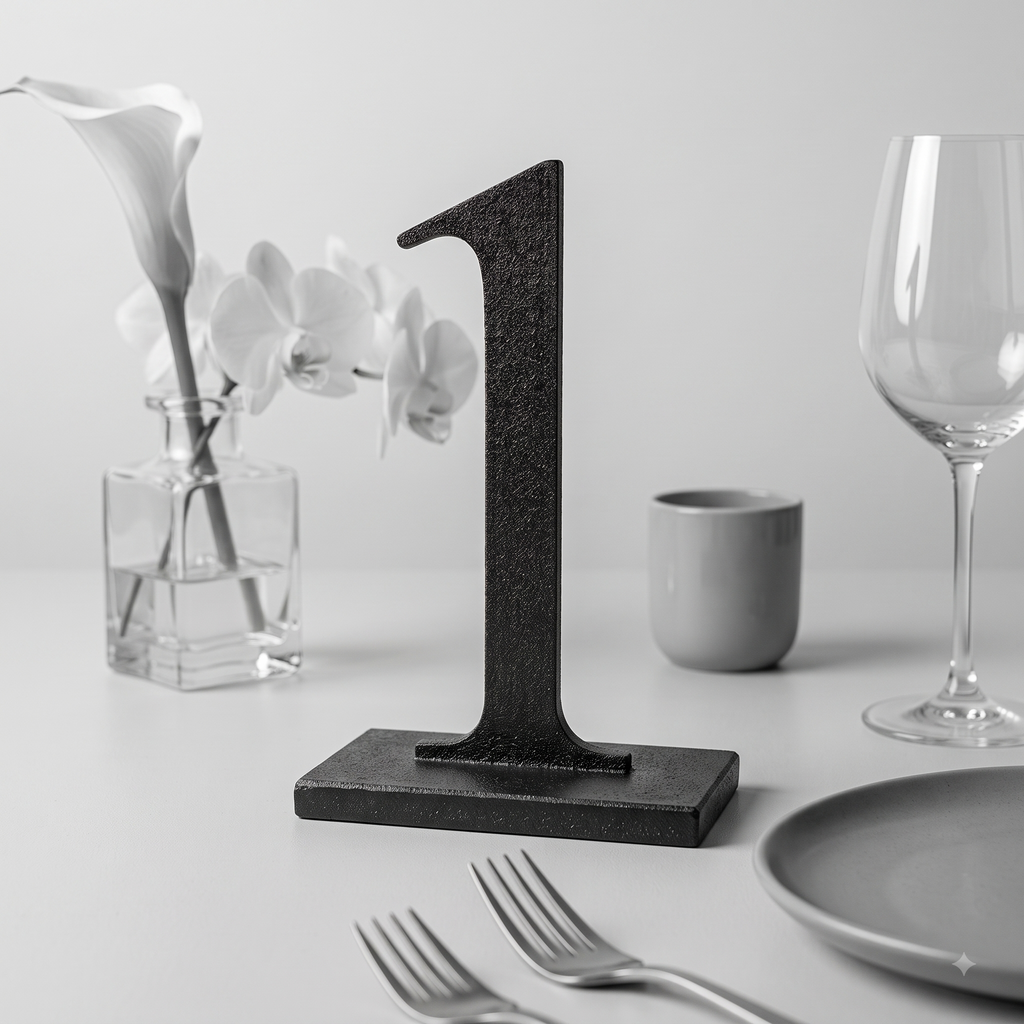 Table Numbers with Stand | Wedding Table Markers with Holder | Modern Party & Event Table Signs, Gold, Matte Black, Matte White