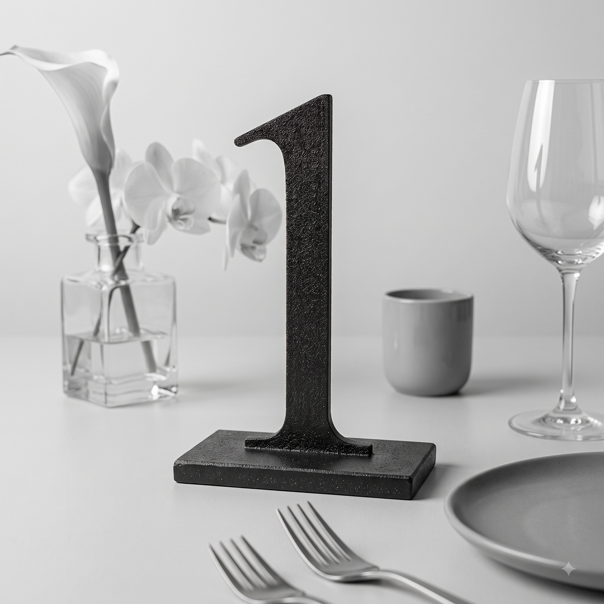 Table Numbers with Stand | Wedding Table Markers with Holder | Modern Party & Event Table Signs, Gold, Matte Black, Matte White
