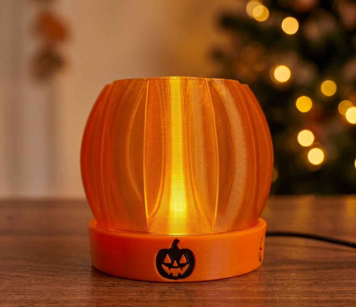 Halloween Small Pumpkin Table Lamp - Desk Light with Dimmer Switch for Halloween Decor