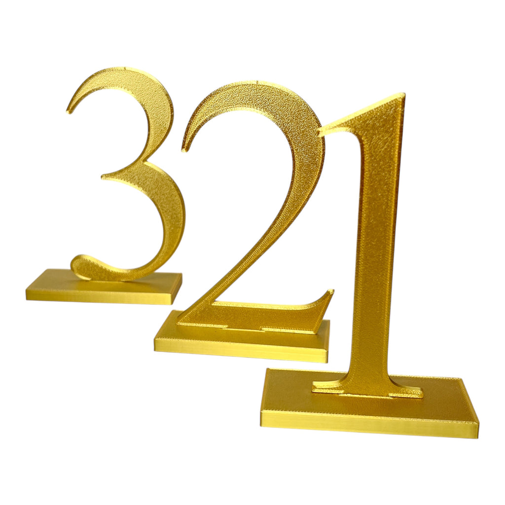 Table Numbers with Stand | Wedding Table Markers with Holder | Modern Party & Event Table Signs, Gold, Matte Black, Matte White