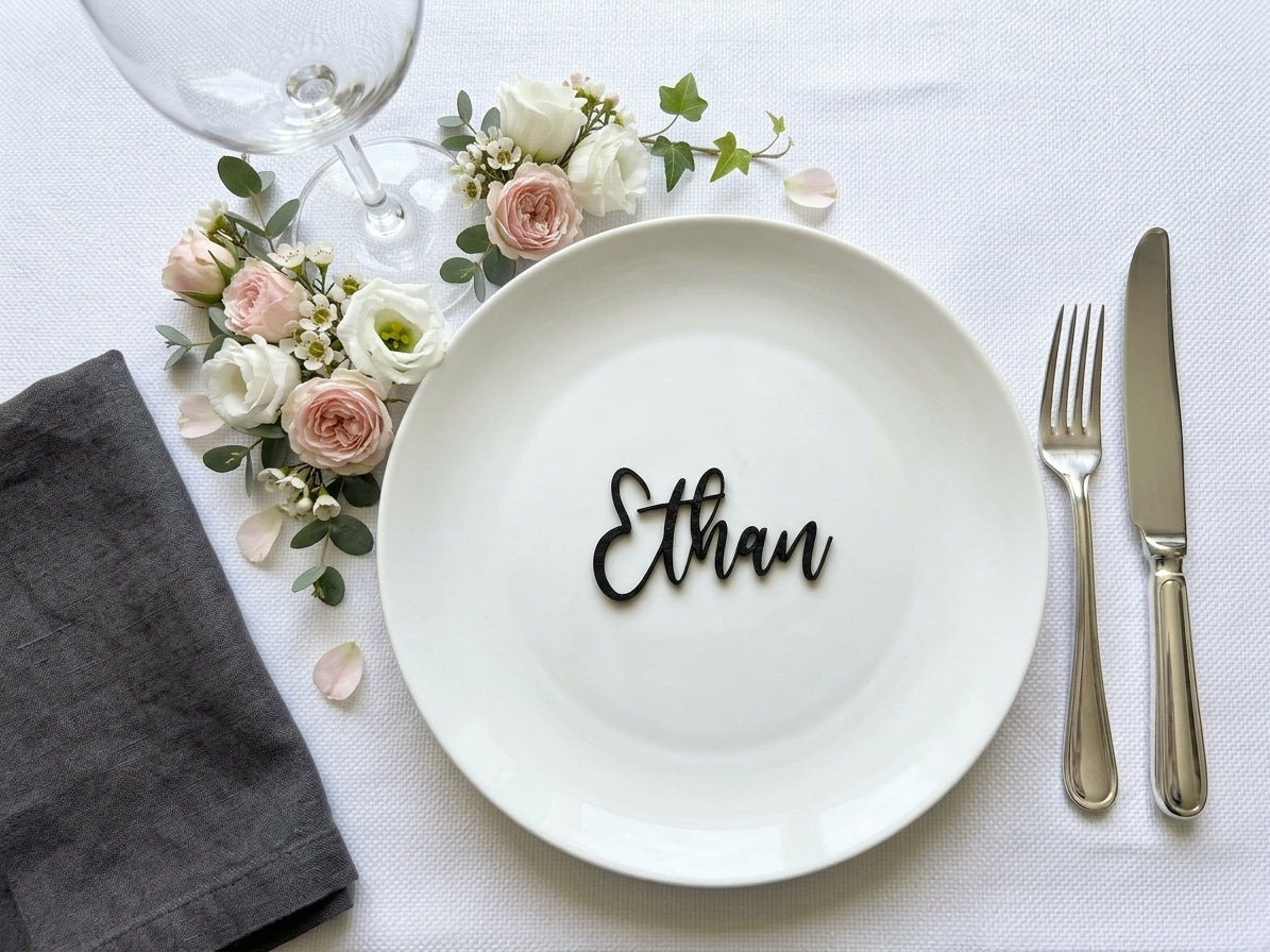 Personalized Name Place Cards for Wedding and Events, Custom Seating Cards for Birthday Dinners, Corporate Table Decor