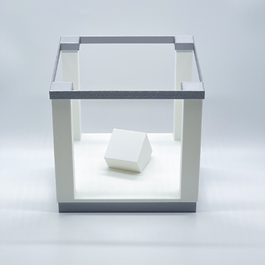 Square LED Table Lamp with Remote Control | 3d Printed Bedside Lamp | Silk Silver Color