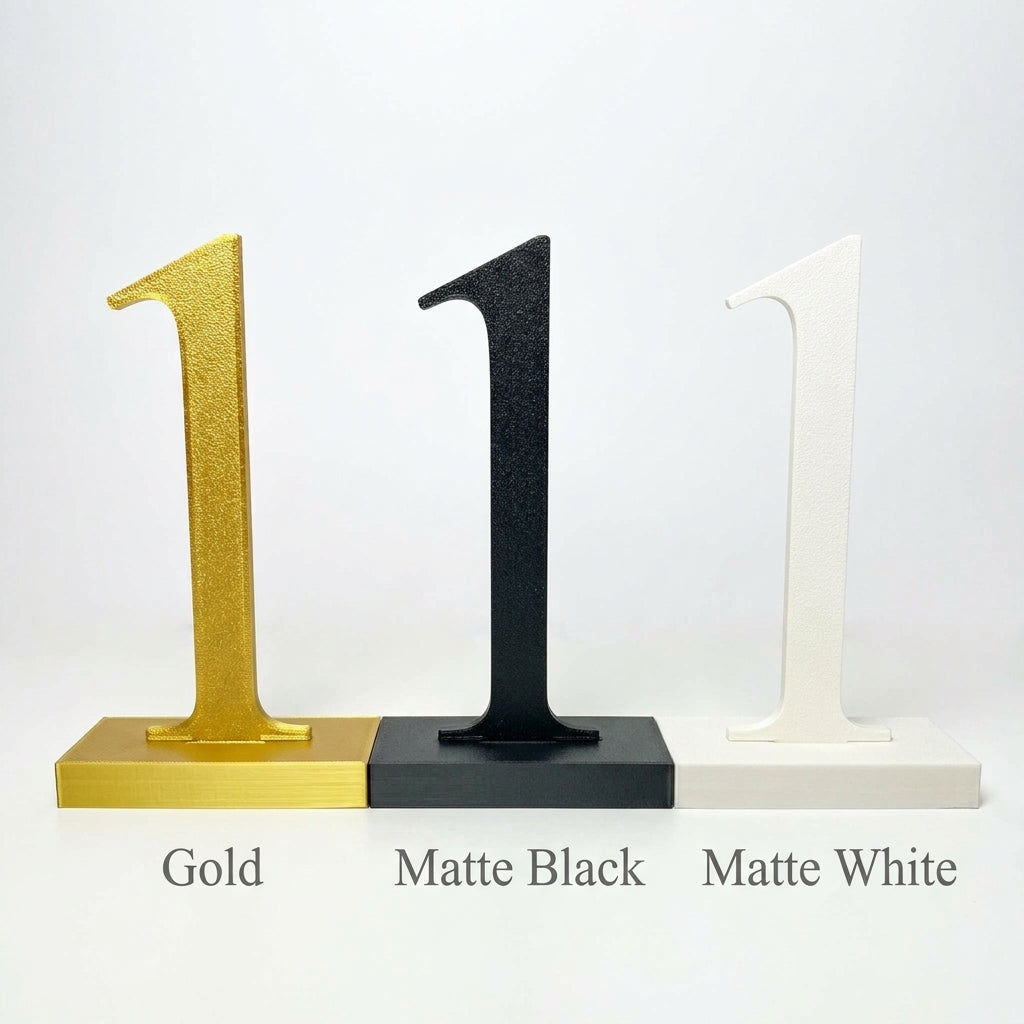 Table Numbers with Stand | Wedding Table Markers with Holder | Modern Party & Event Table Signs, Gold, Matte Black, Matte White (Copy)