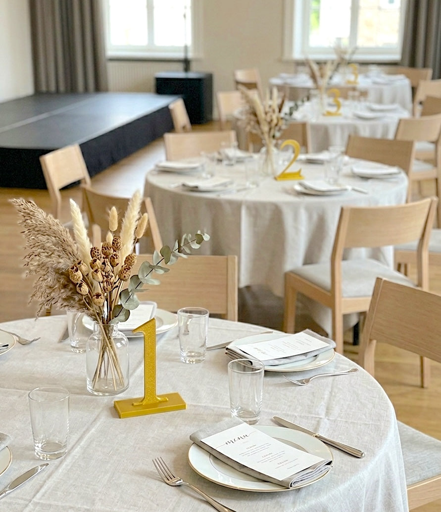 Table Numbers with Stand | Wedding Table Markers with Holder | Modern Party & Event Table Signs, Gold, Matte Black, Matte White