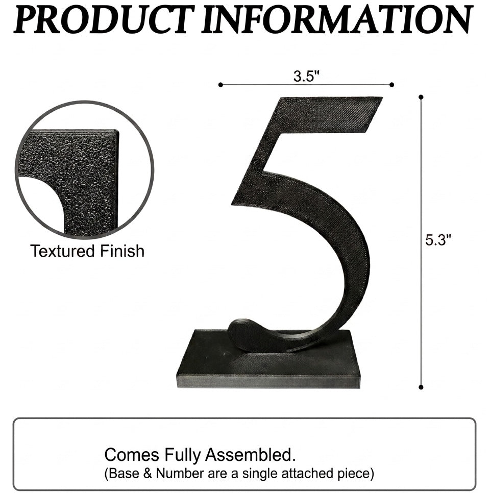 Table Numbers with Stand | Wedding Table Markers with Holder | Modern Party & Event Table Signs, Gold, Matte Black, Matte White