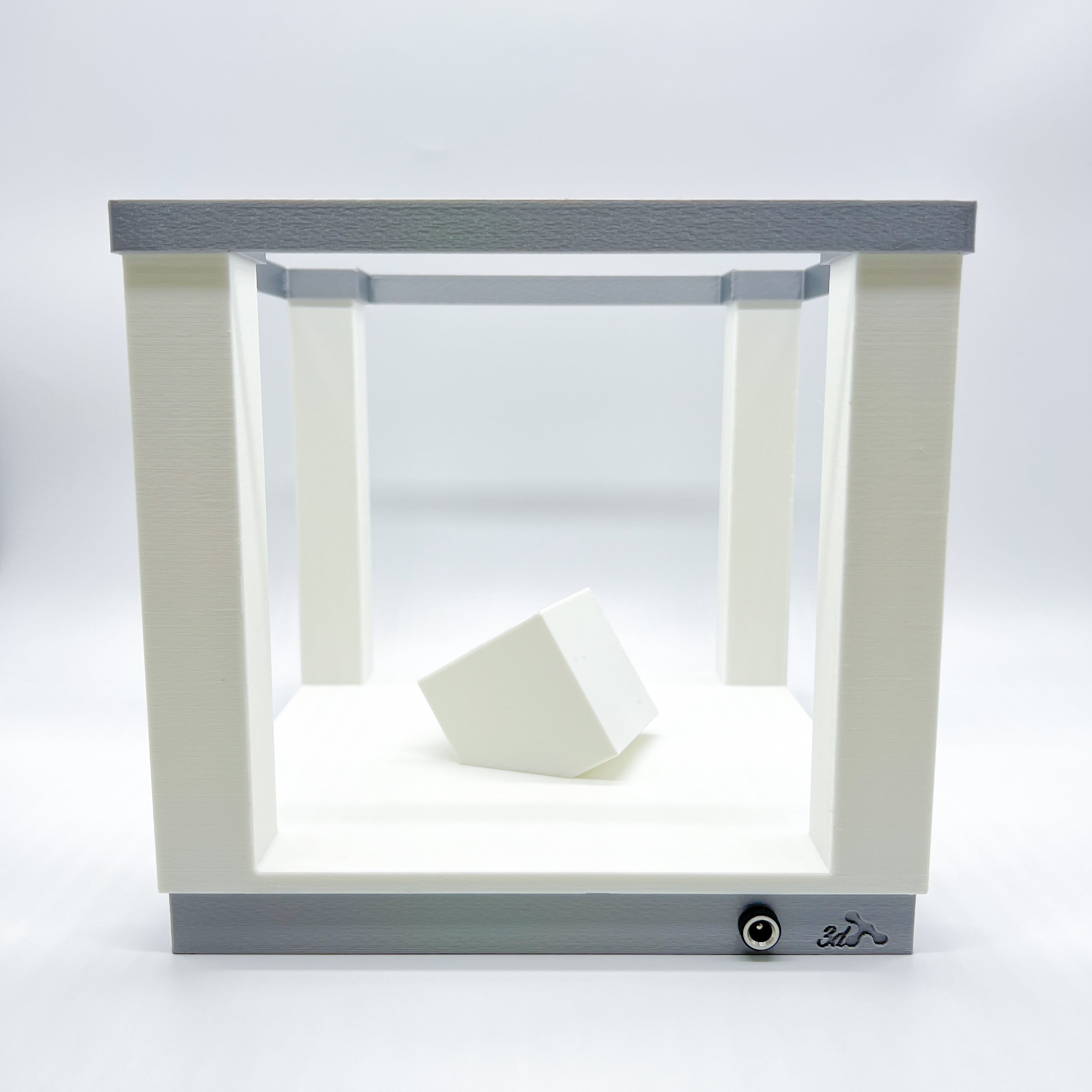 Square LED Table Lamp with Remote Control | 3d Printed Bedside Lamp | Silk Silver Color