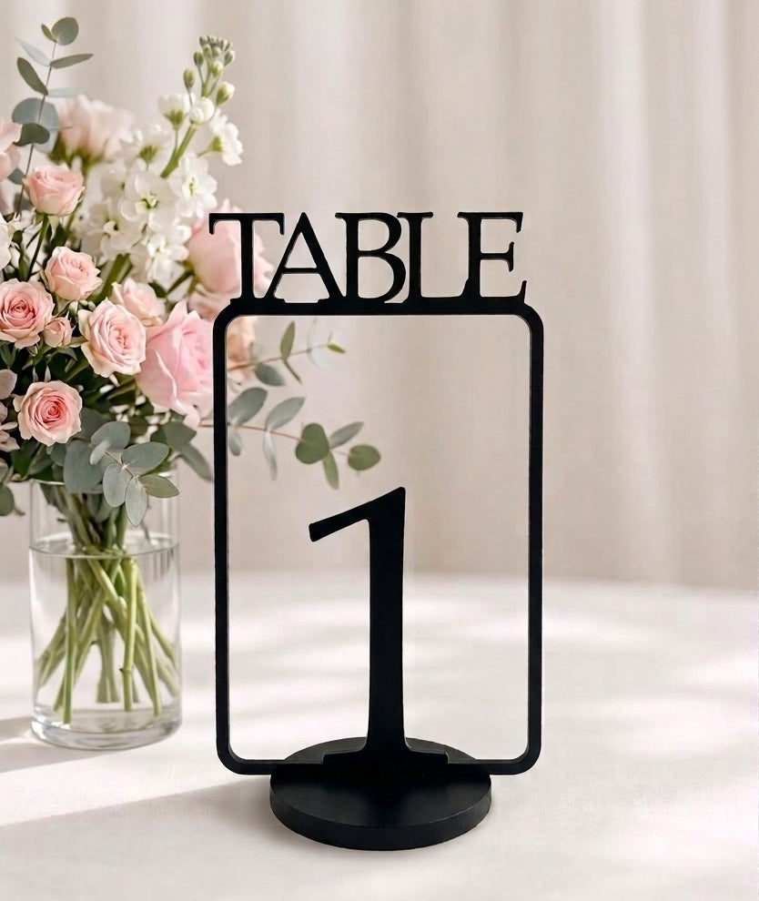 Table Numbers with Stand | Wedding Table Markers with Holder | Modern Party & Event Table Signs, Gold, Matte Black, Matte White (Copy)