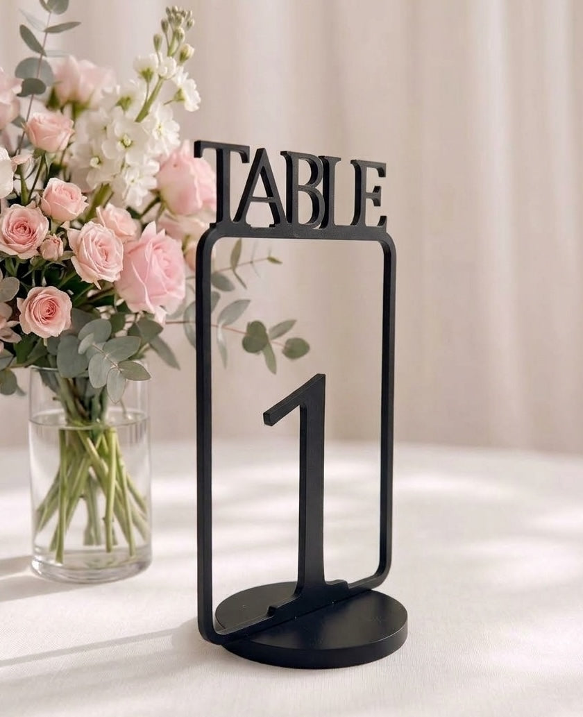 Table Numbers with Stand | Wedding Table Markers with Holder | Modern Party & Event Table Signs, Gold, Matte Black, Matte White (Copy)